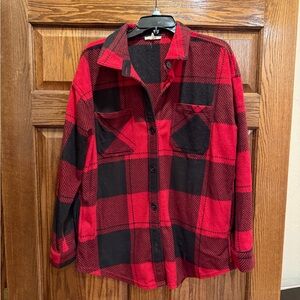 Maurices Red and Black Checkered Shirt